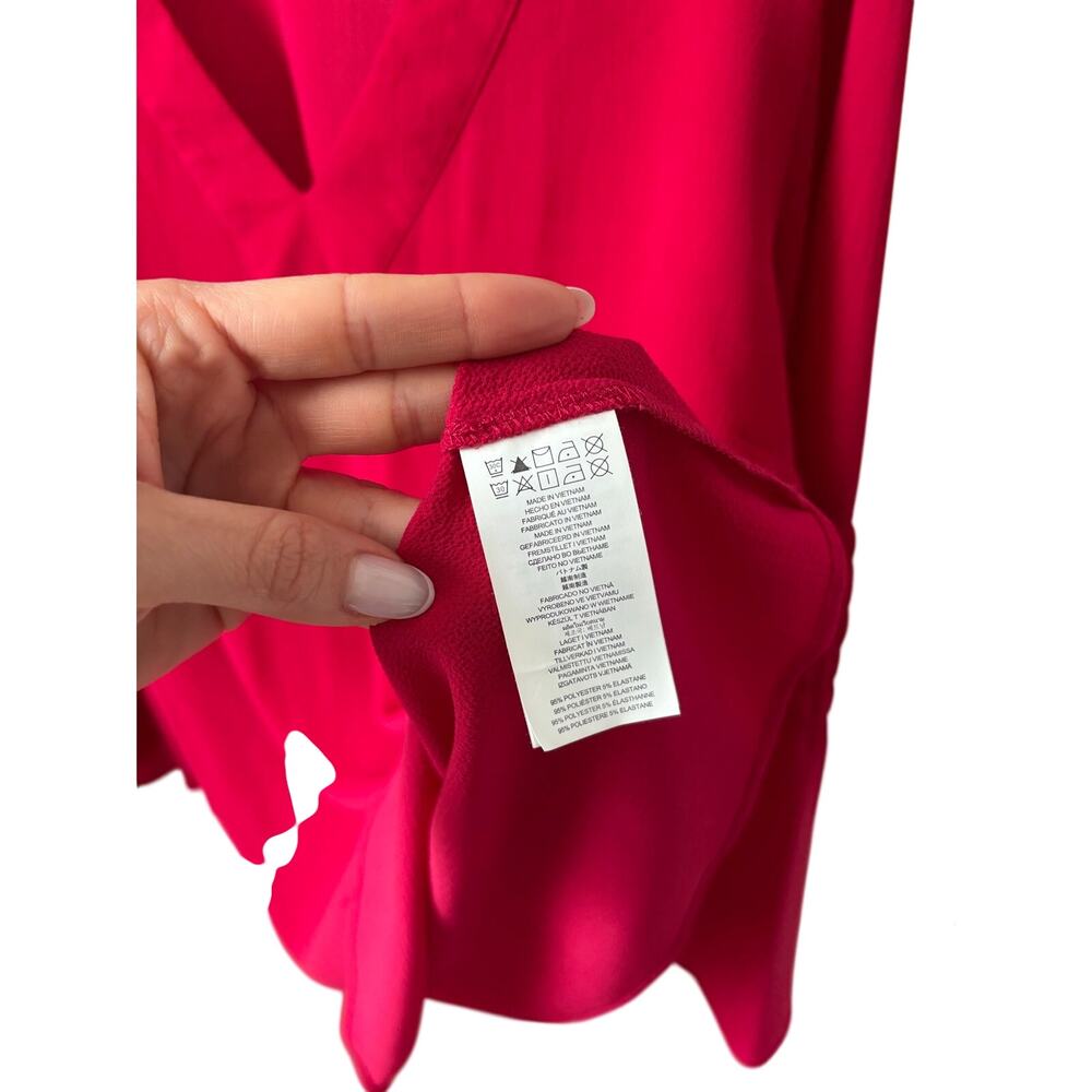 Michael Michael Kors Red V-Neck Blouse Womens Large Long Sleeve Smocked Sleeve - Picture 8 of 10